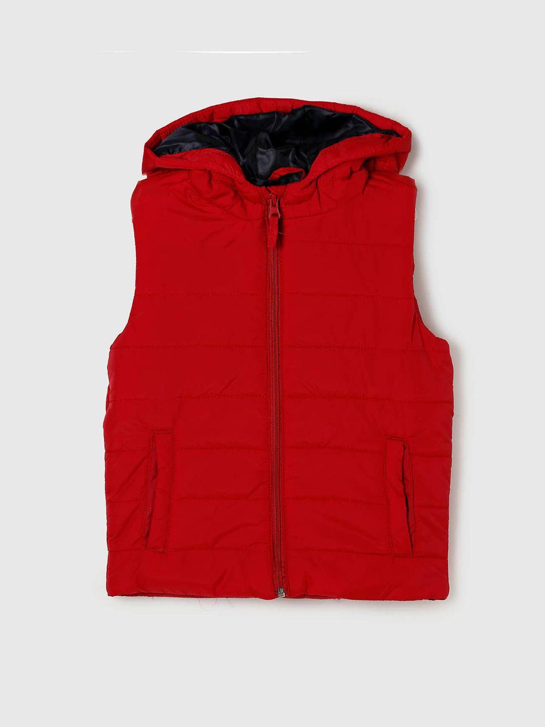 max boys red solid windcheater padded jacket