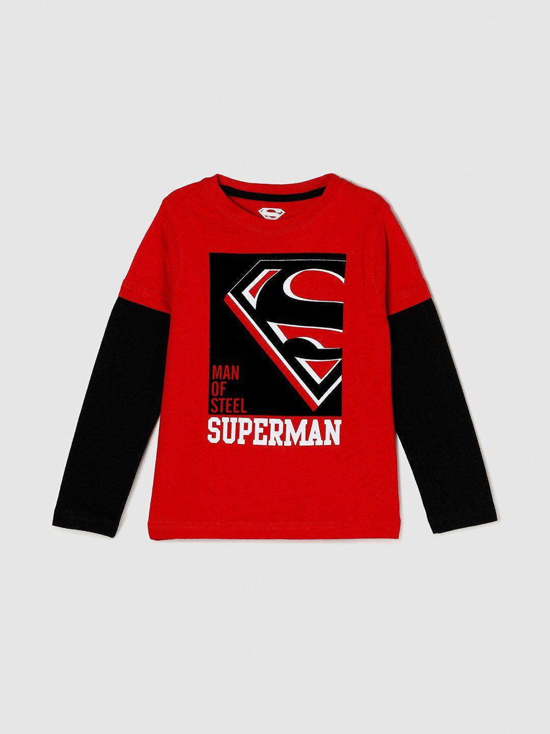 max boys red superman printed pure cotton t-shirt