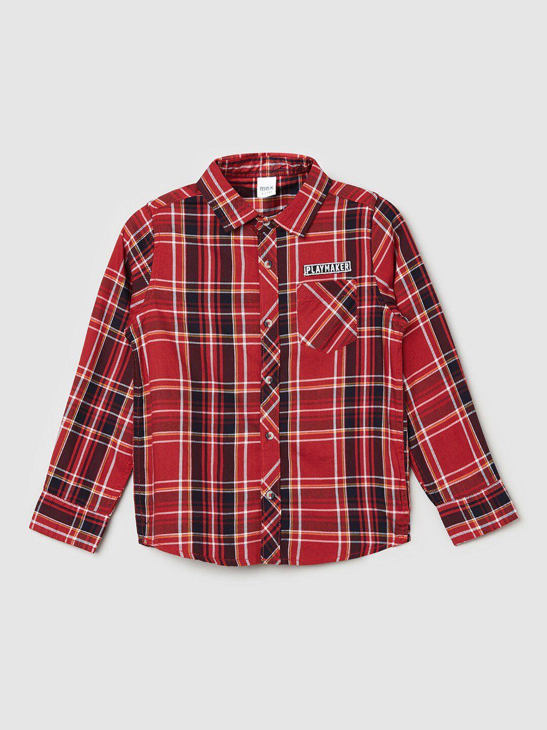 max boys red tartan checks checked casual shirt