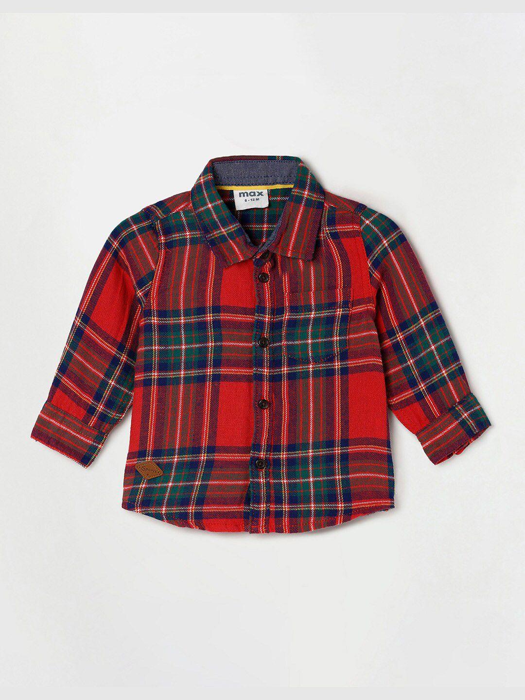 max boys red tartan checks checked casual shirt