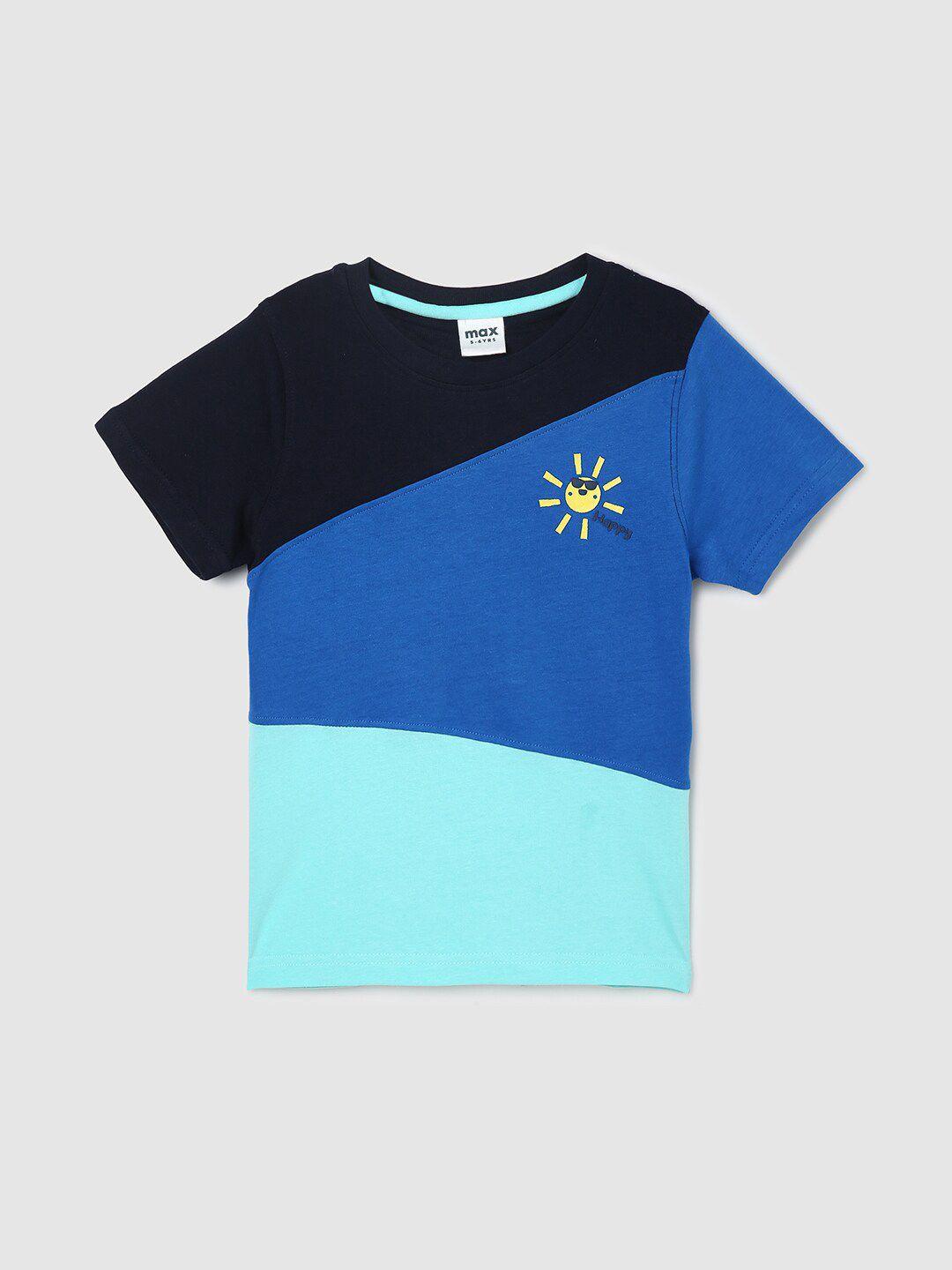 max boys round neck colourblocked pure cotton t-shirt