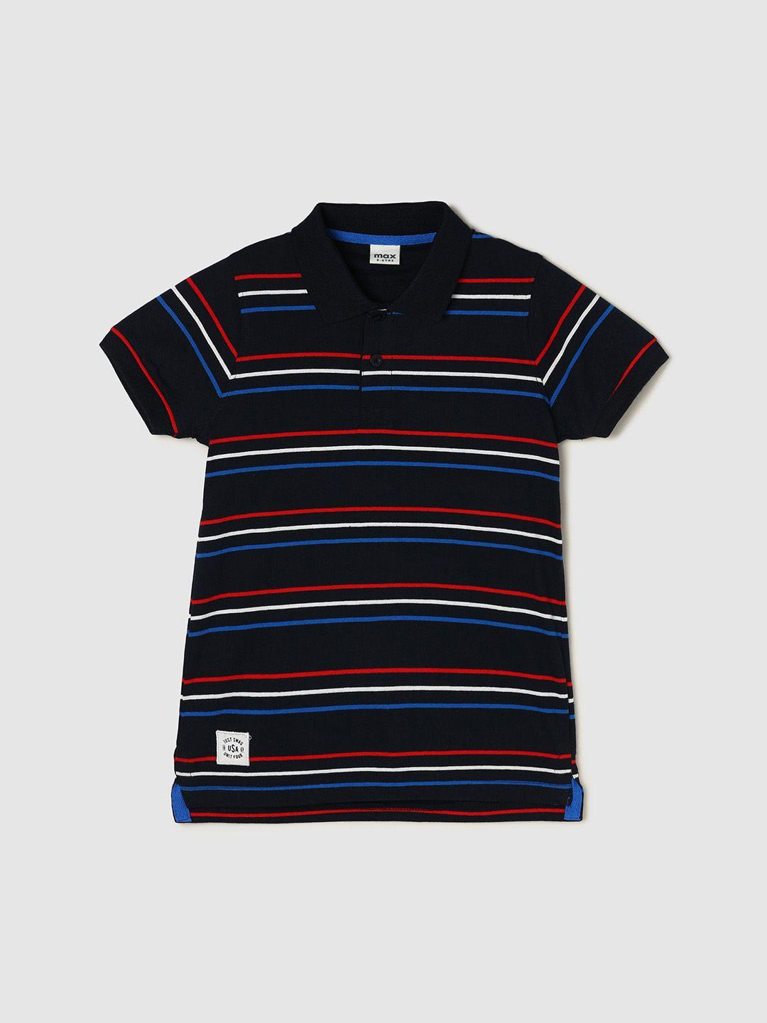 max boys striped polo collar pure cotton t-shirt
