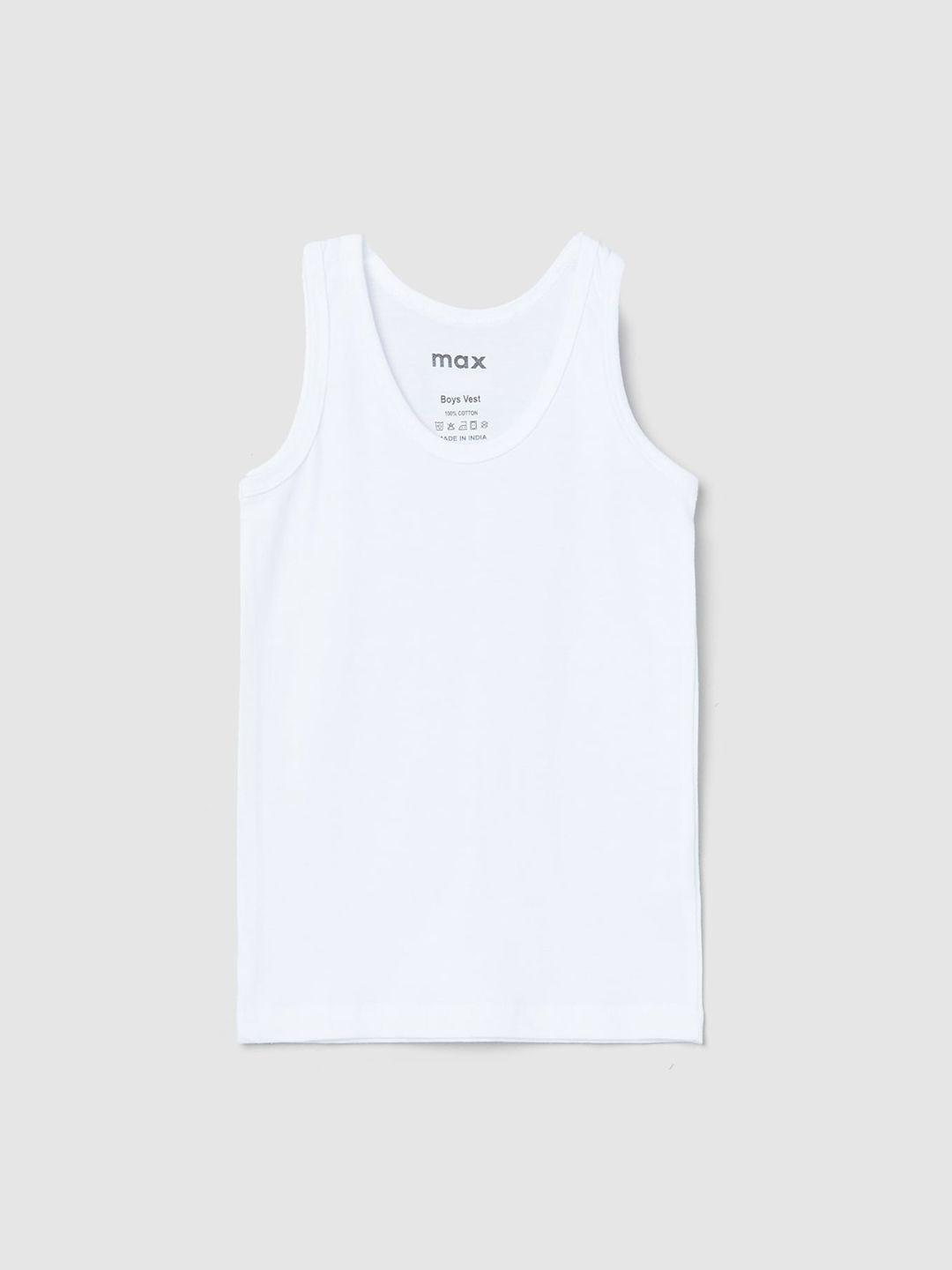 max boys white solid cotton innerwear basic vests