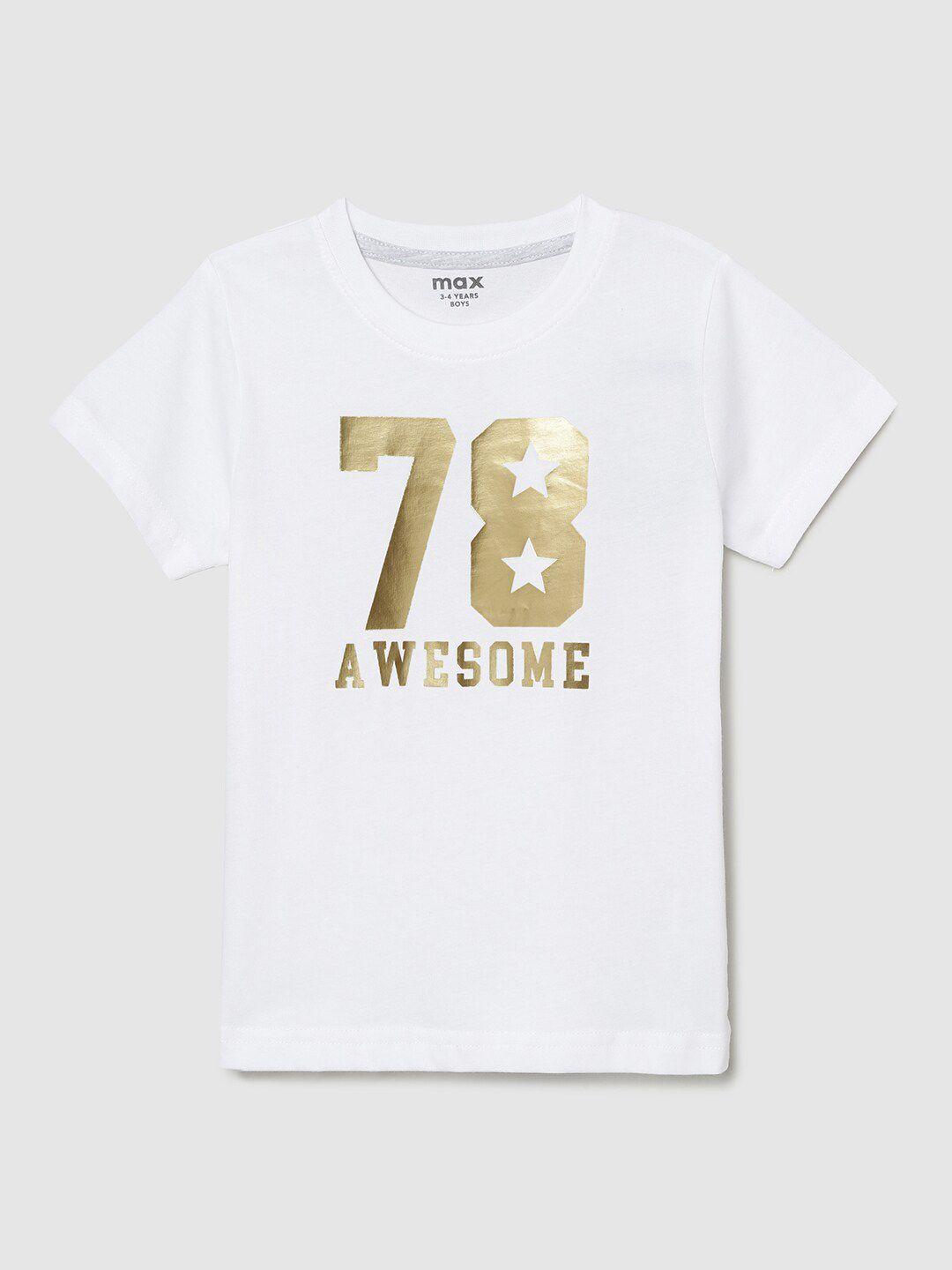 max boys white typography cotton t-shirt