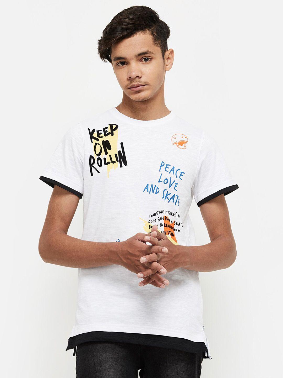 max boys white typography printed t-shirt
