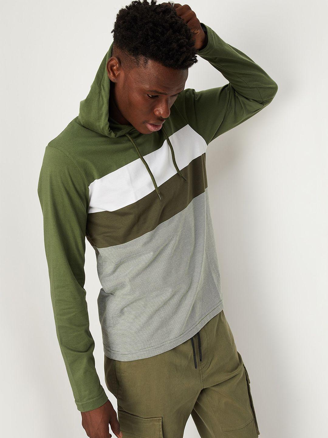 max colourblocked long sleeves hooded t-shirt