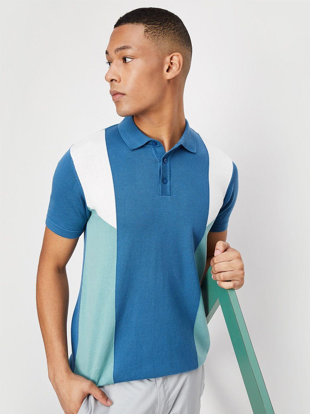 max colourblocked polo collar cotton t-shirt
