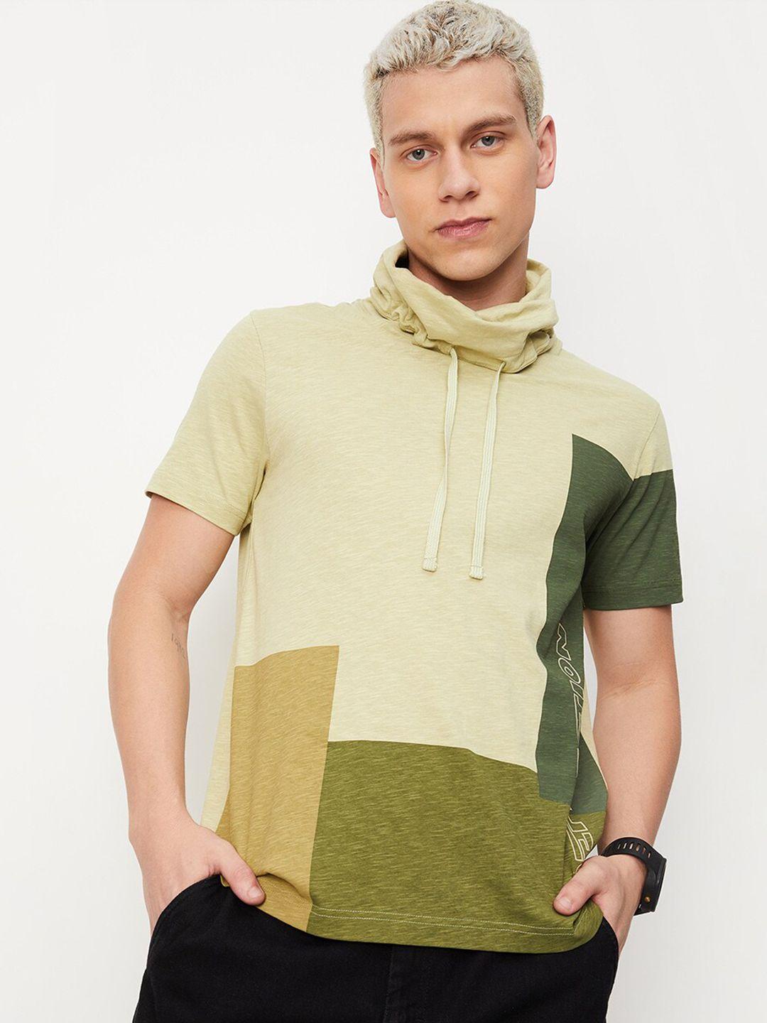 max colourblocked turtle neck pure cotton t-shirt