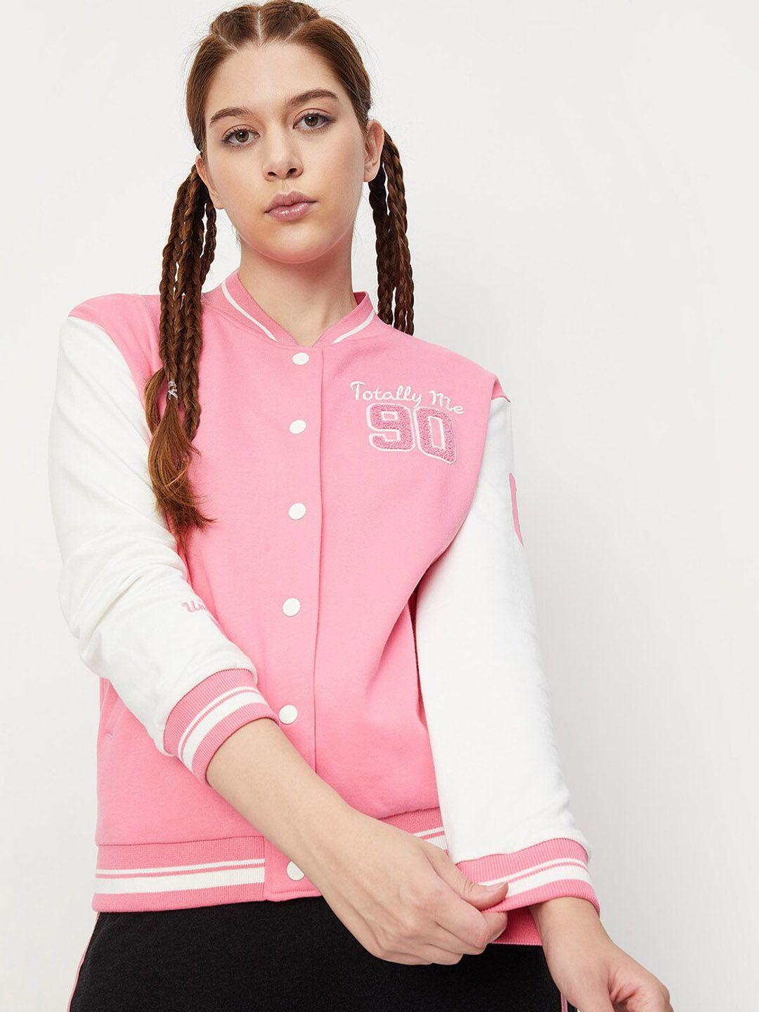 max colourblocked varsity jacket