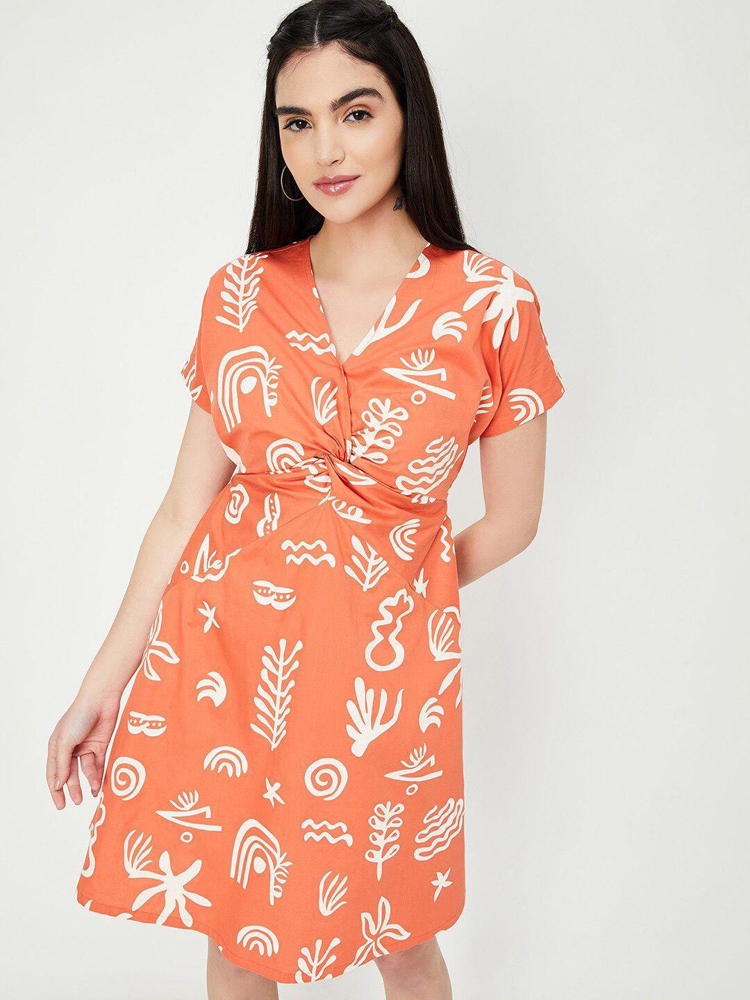 max conversational printed cotton fit & flare dress