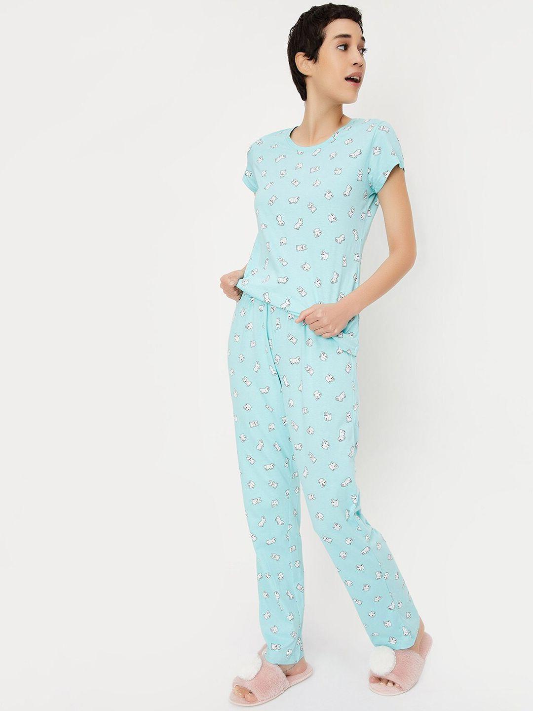 max conversational printed pure cotton night suit