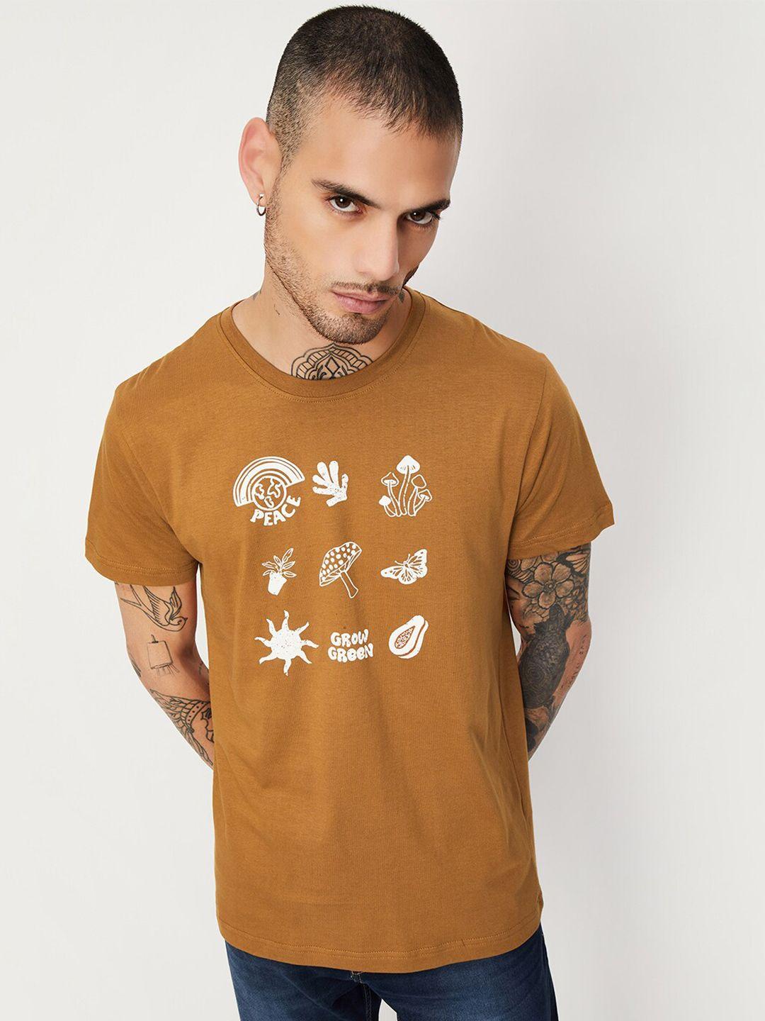 max conversational printed round neck pure cotton t-shirt