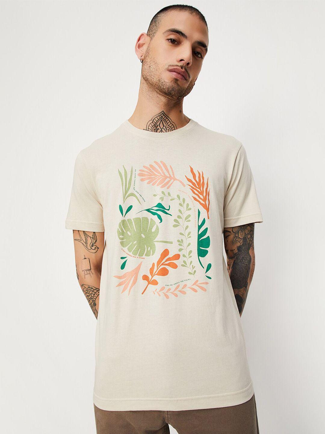 max conversational printed round neck pure cotton t-shirt