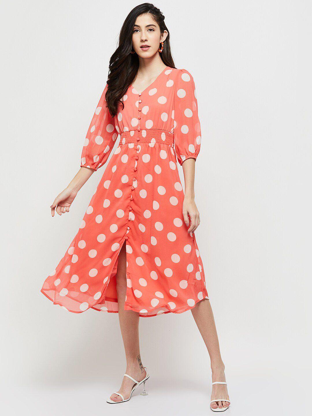 max coral & white midi dress