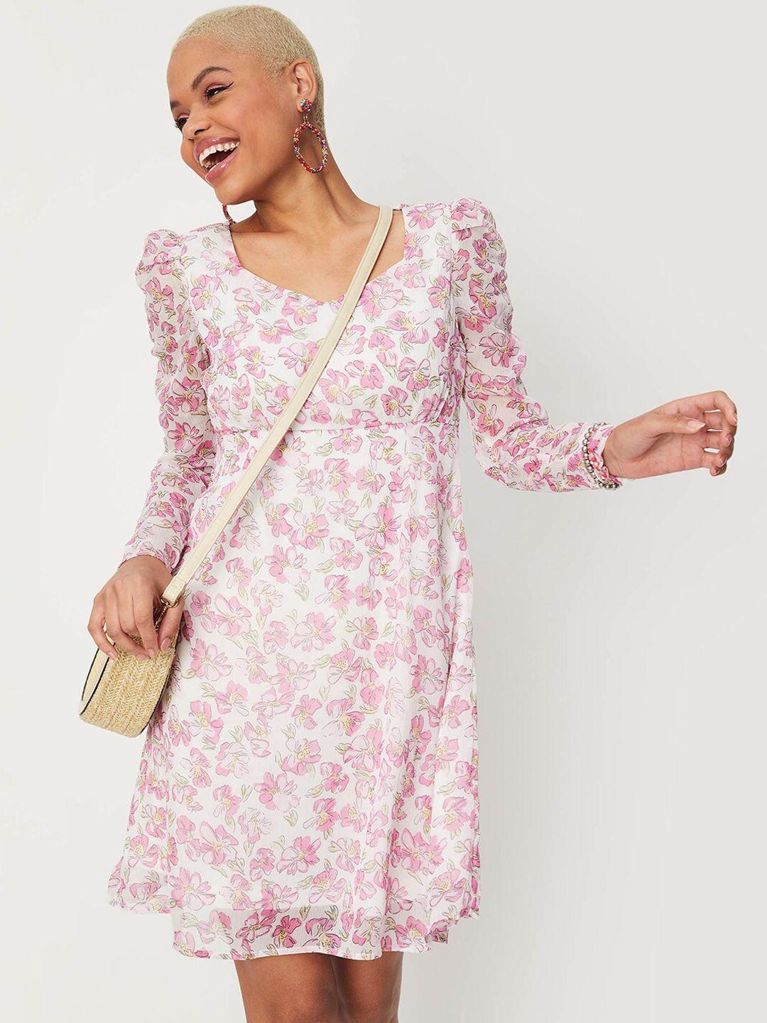 max cream-coloured floral a-line dress