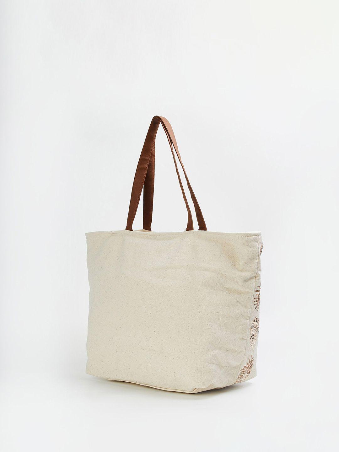 max embellished cotton oversized shopper shoulder bag