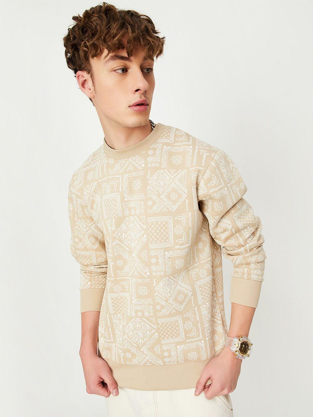 max ethnic motif printed pullover sweatshirt