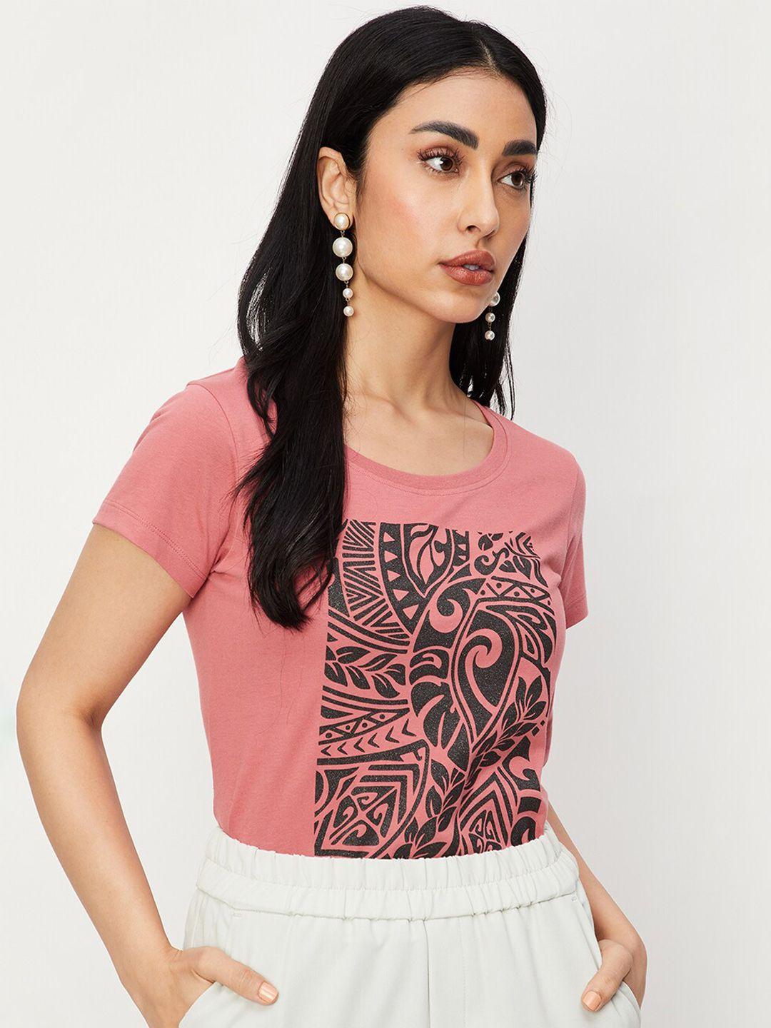 max ethnic motif printed pure cotton t-shirt