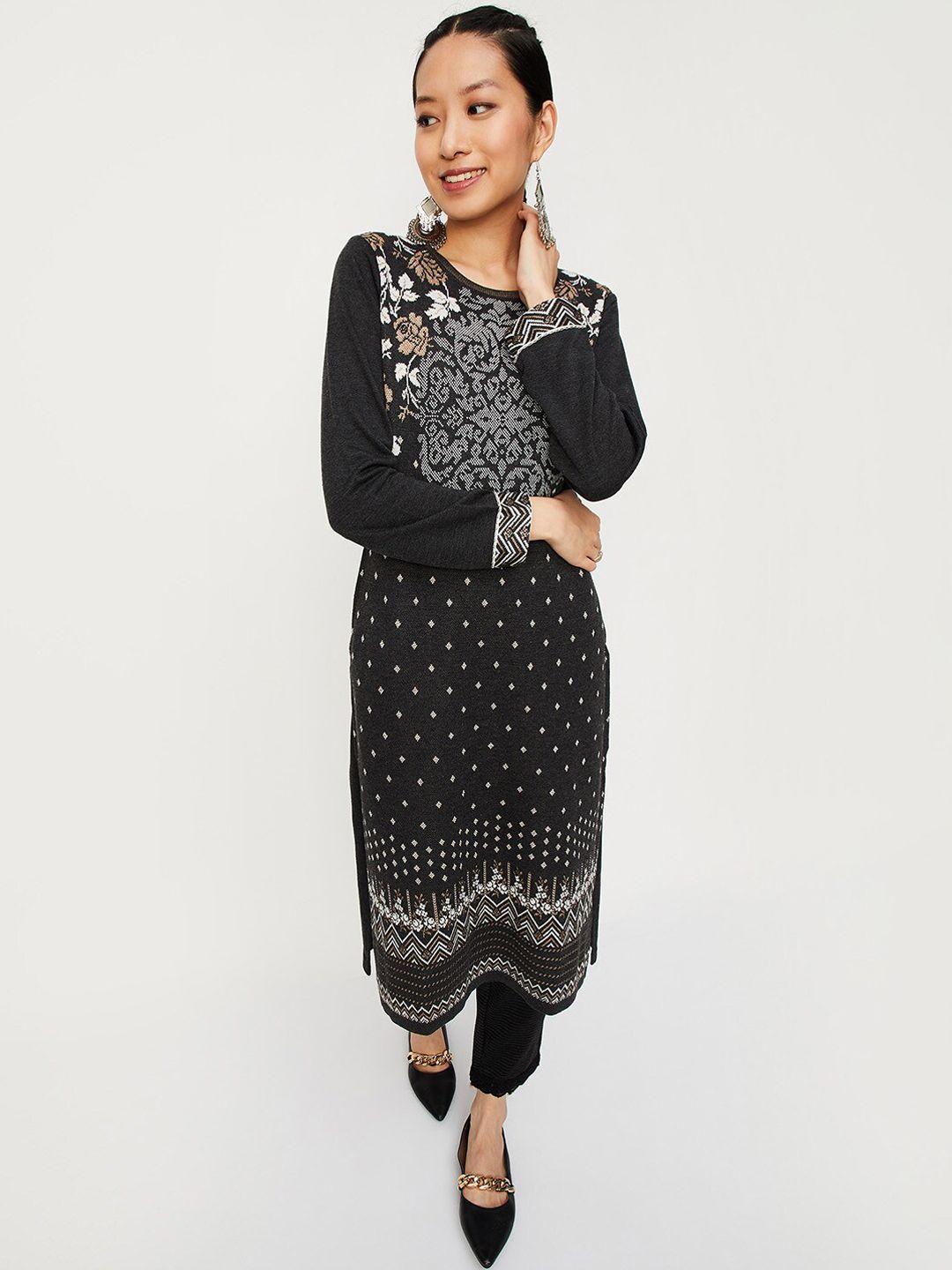 max ethnic motif woven design straight kurta