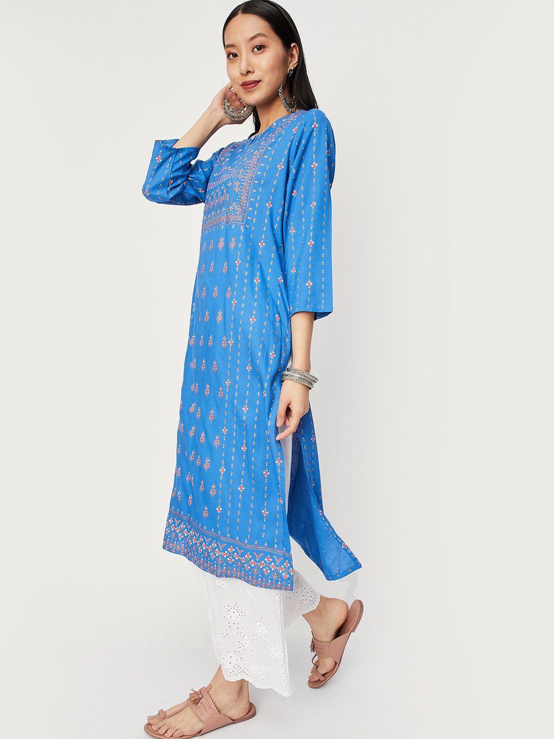 max ethnic motifs printed keyhole neck regular kurta