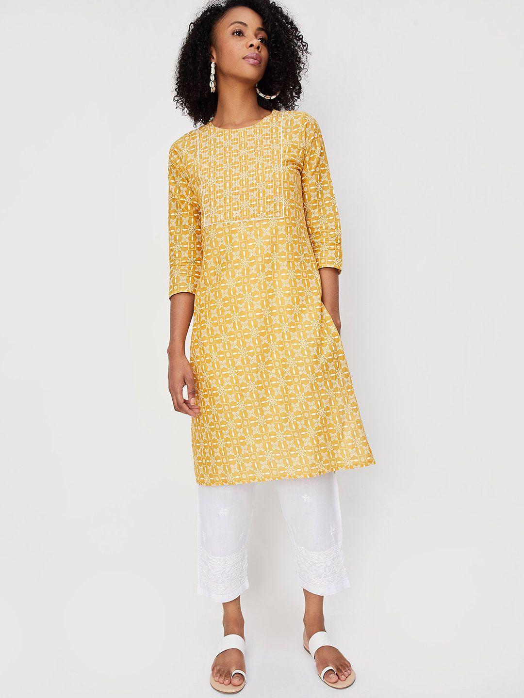 max ethnic motifs printed kurta