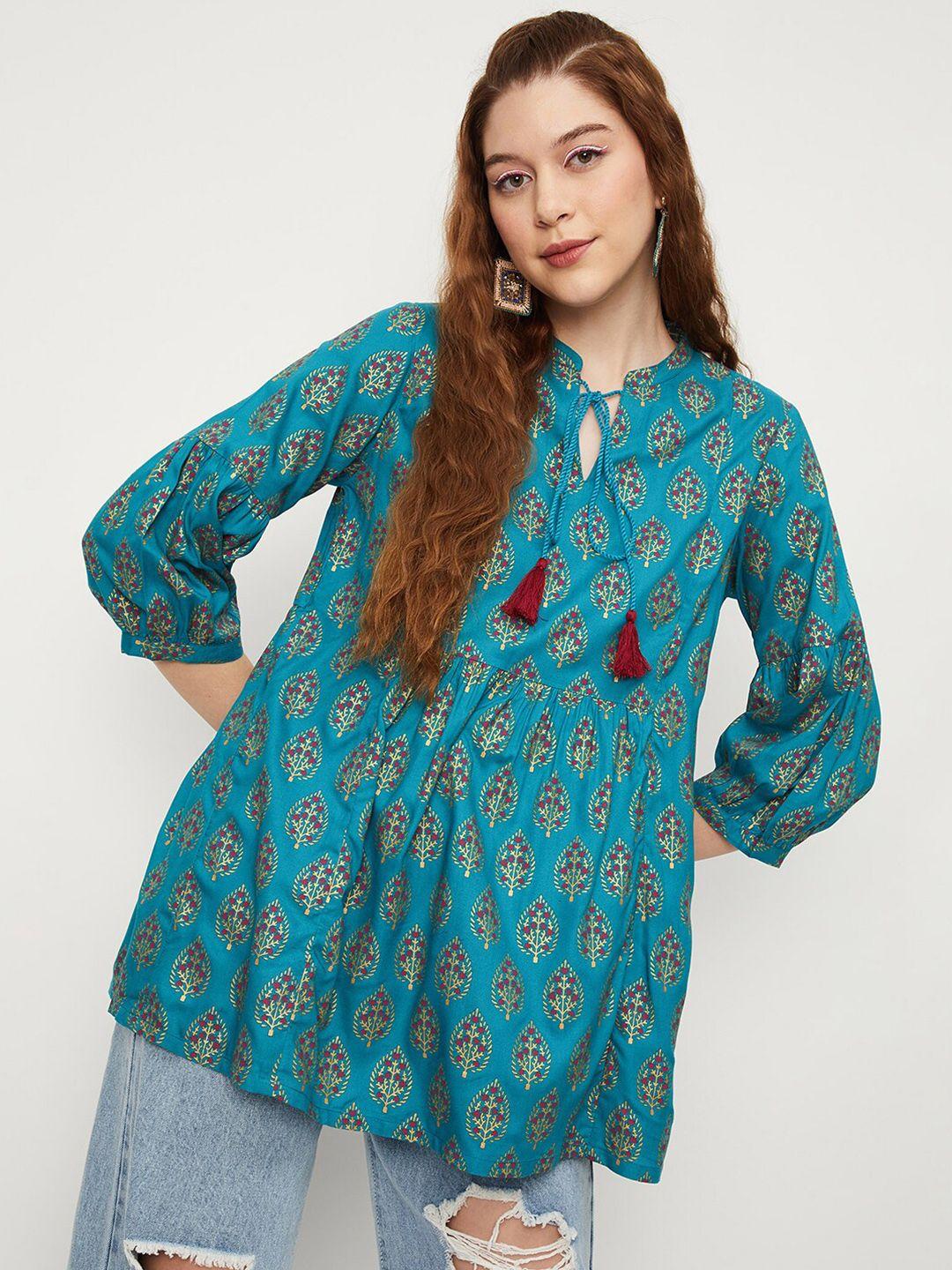 max ethnic motifs printed peplum top