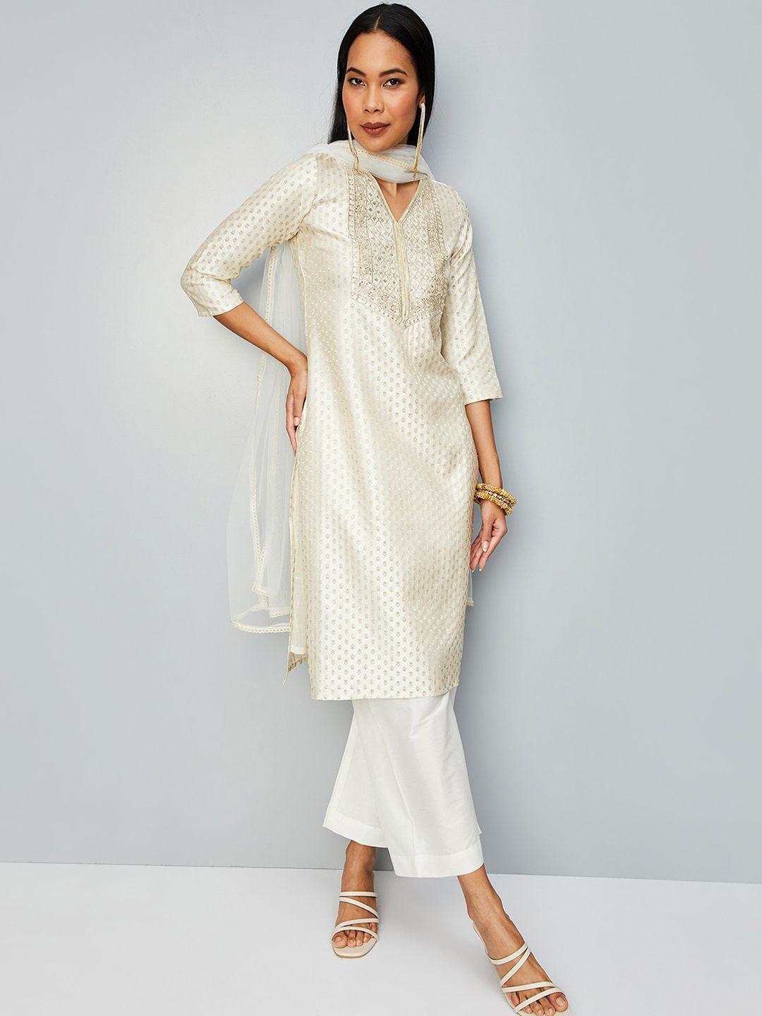 max ethnic motifs printed sequinned kurta with trousers & dupatta