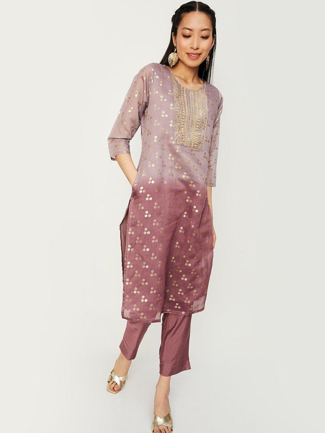 max ethnic motifs printed sequinned kurta with trousers