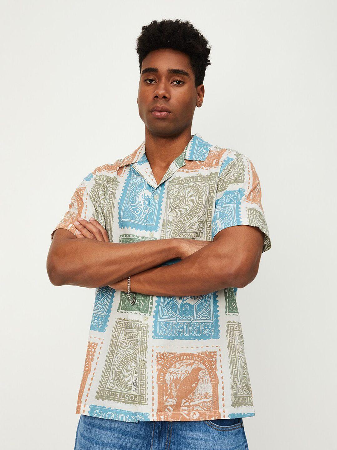 max ethnic motifs printed spread collar pure cotton casual shirt