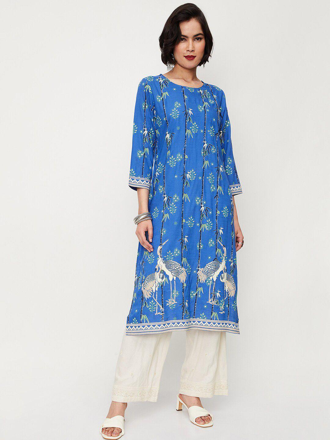 max ethnic motifs printed straight kurta