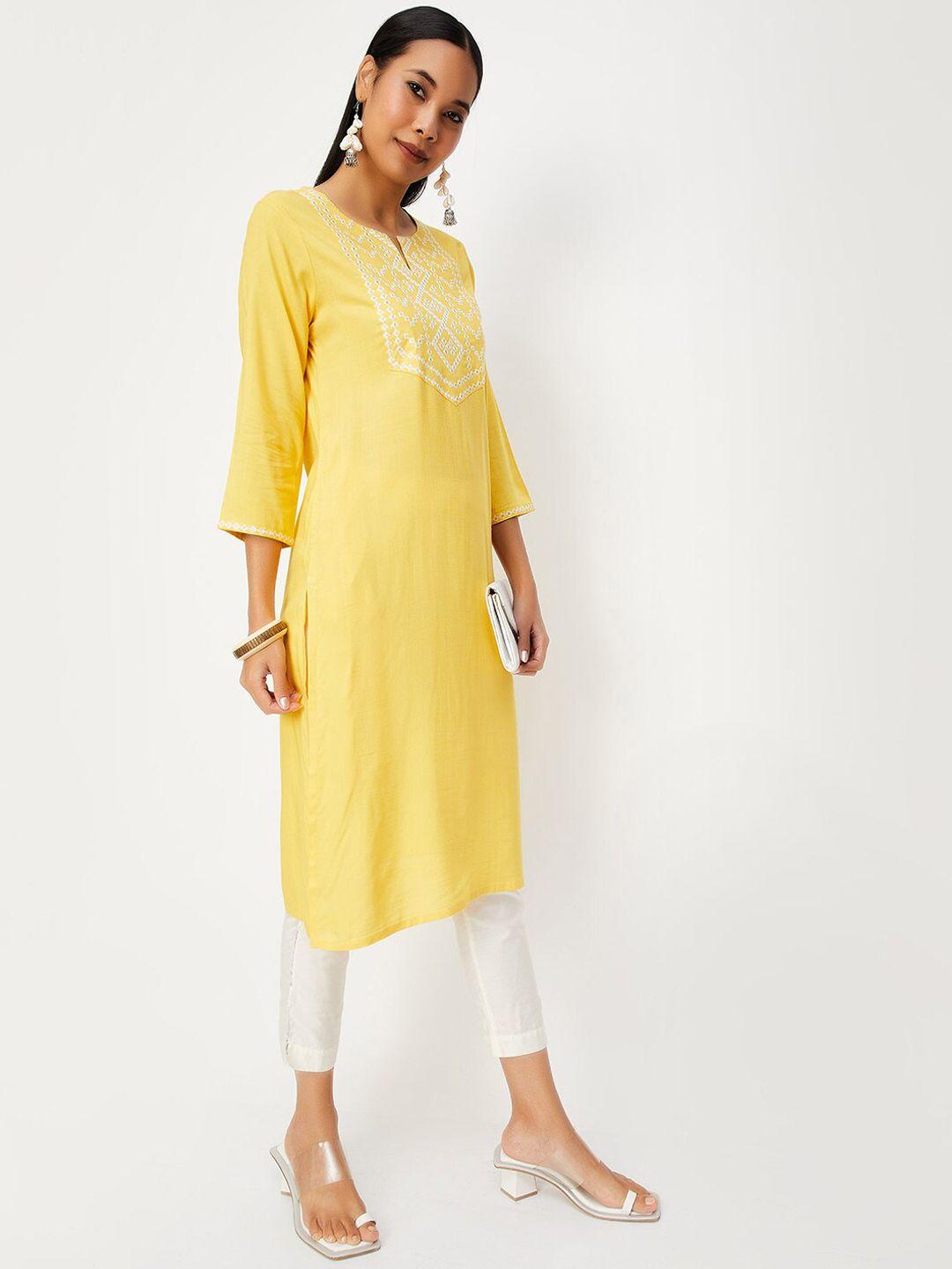 max ethnic motifs yoke design straight kurta