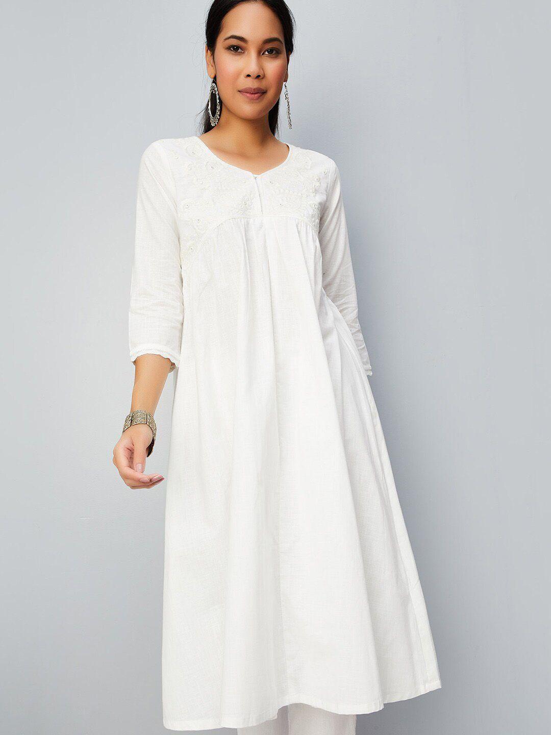 max floral chikankari v-neck anarkali kurta