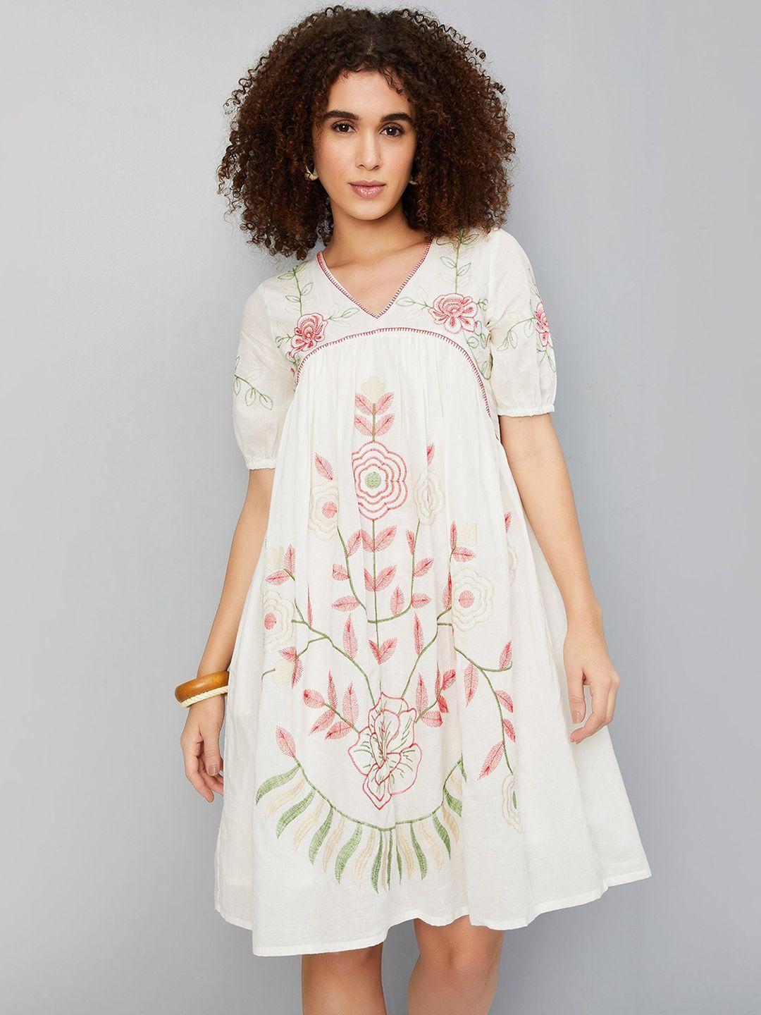 max floral embroidered a-line dress
