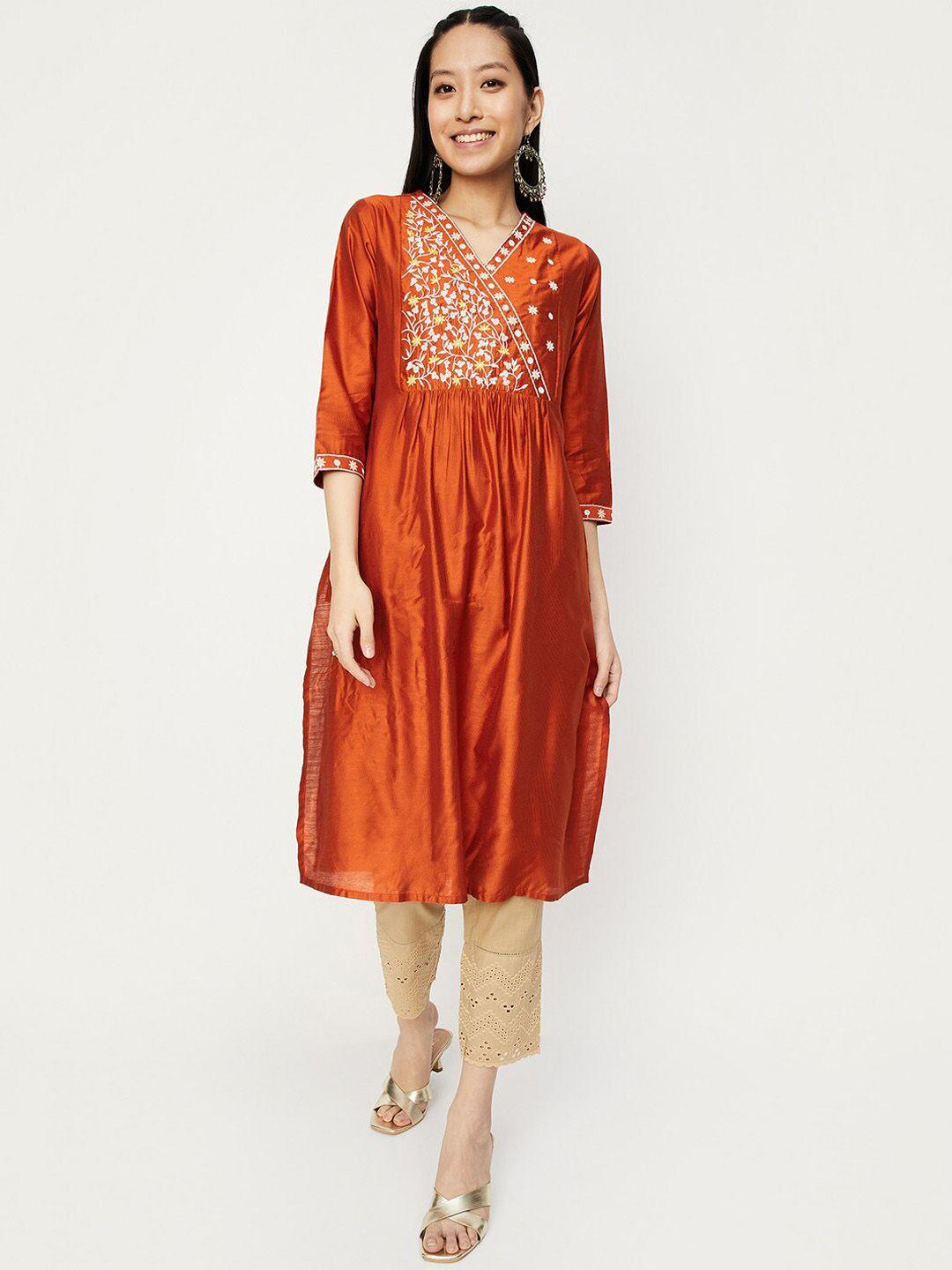 max floral embroidered a-line kurta