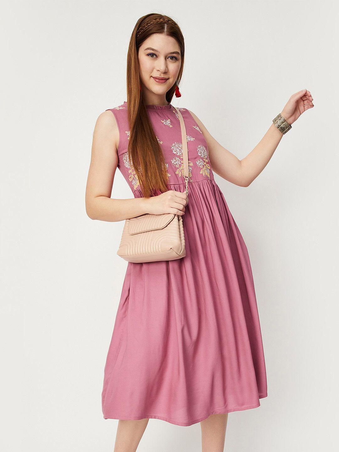 max floral embroidered a-line midi dress