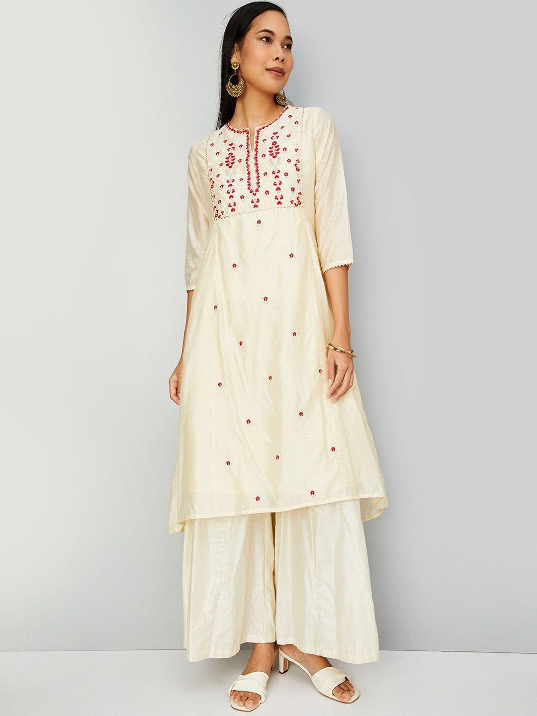 max floral embroidered cotton kurta