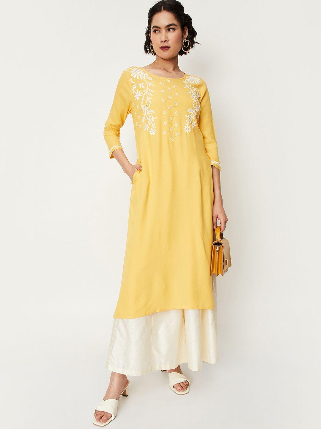 max floral embroidered kurta