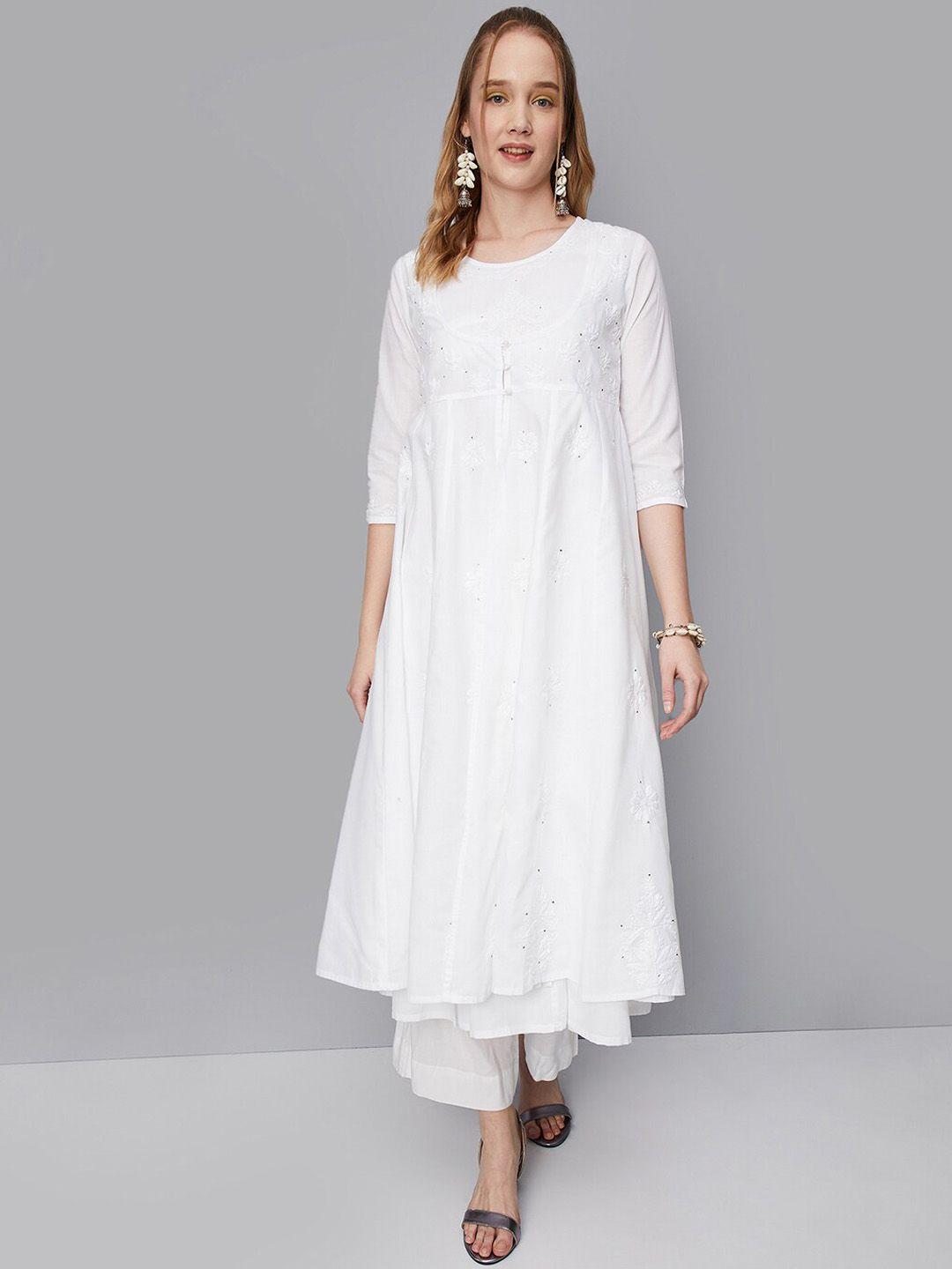 max floral embroidered layered a-line kurta