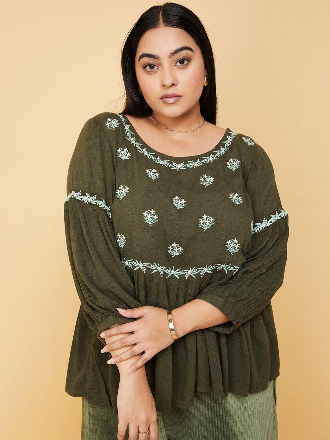 max floral embroidered pleated kurti
