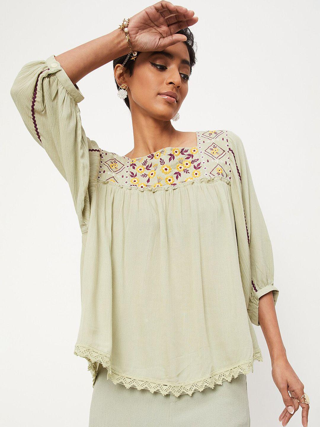 max floral embroidered top