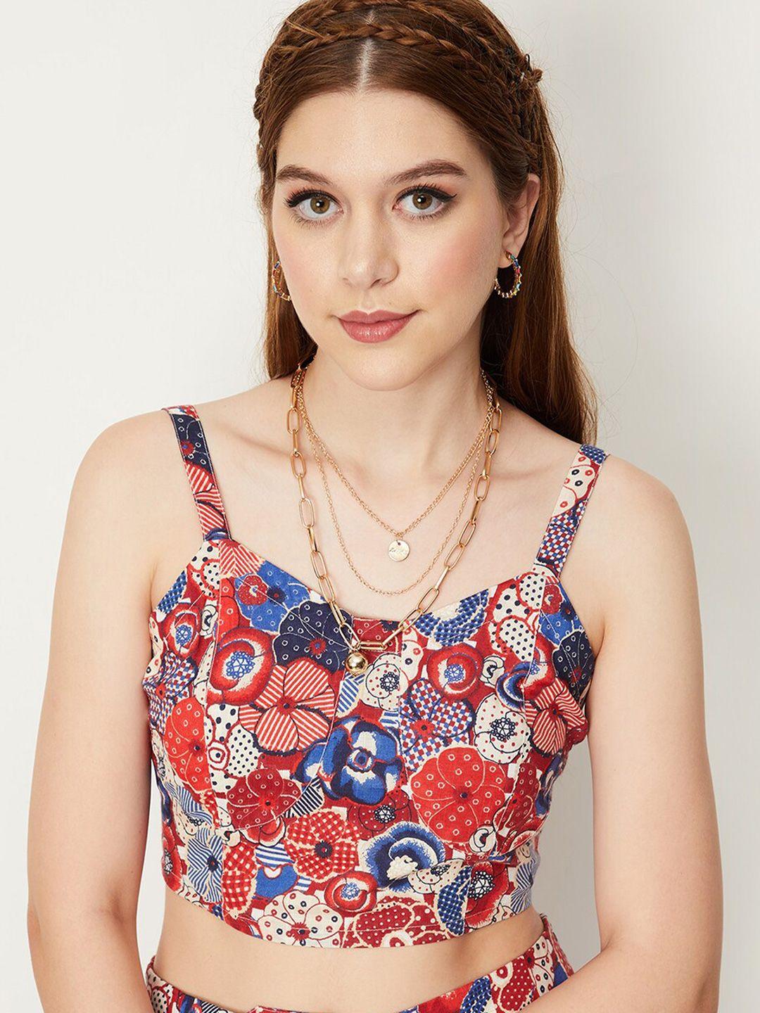 max floral print fitted crop top