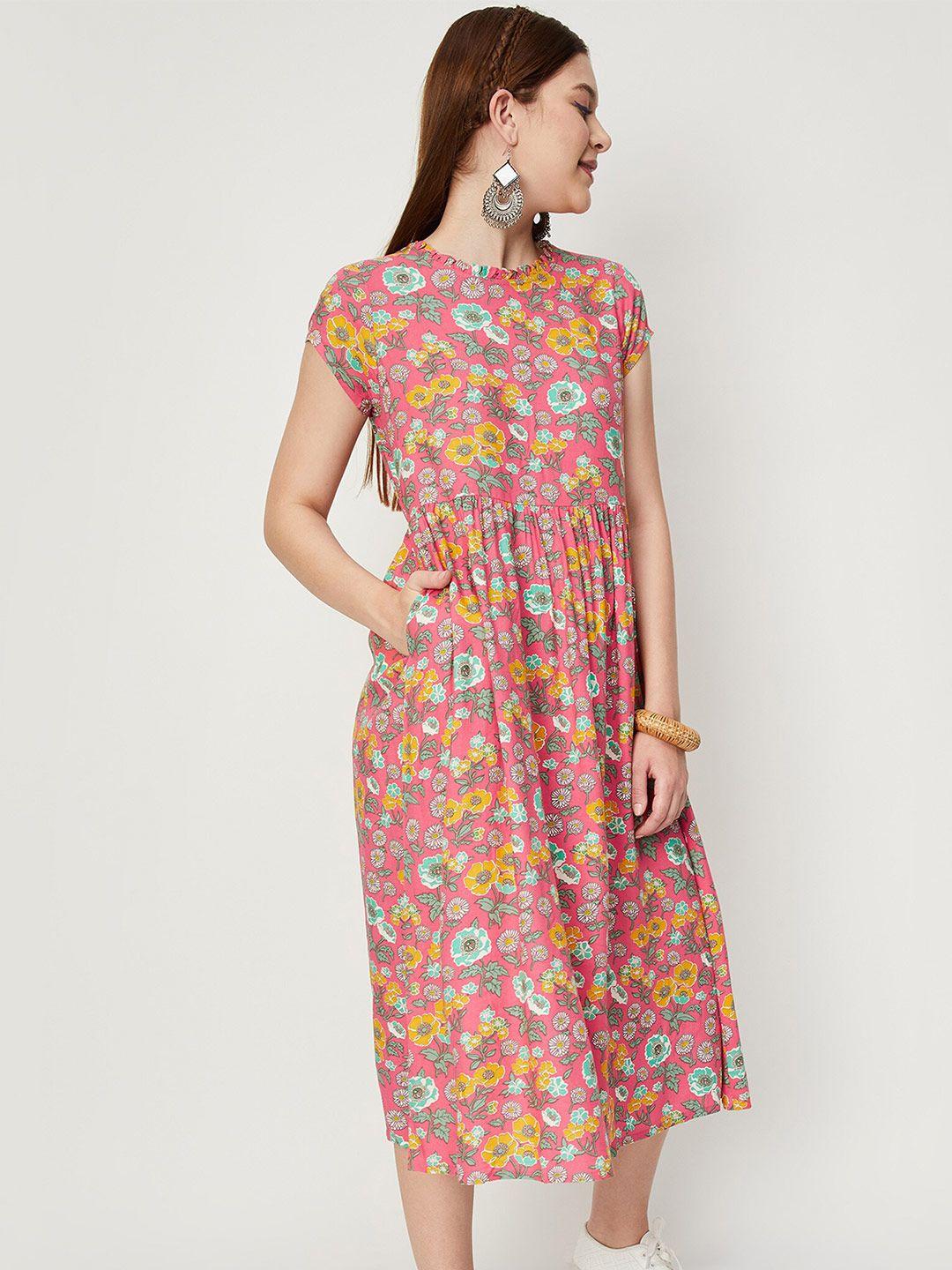 max floral printed a-line midi dress