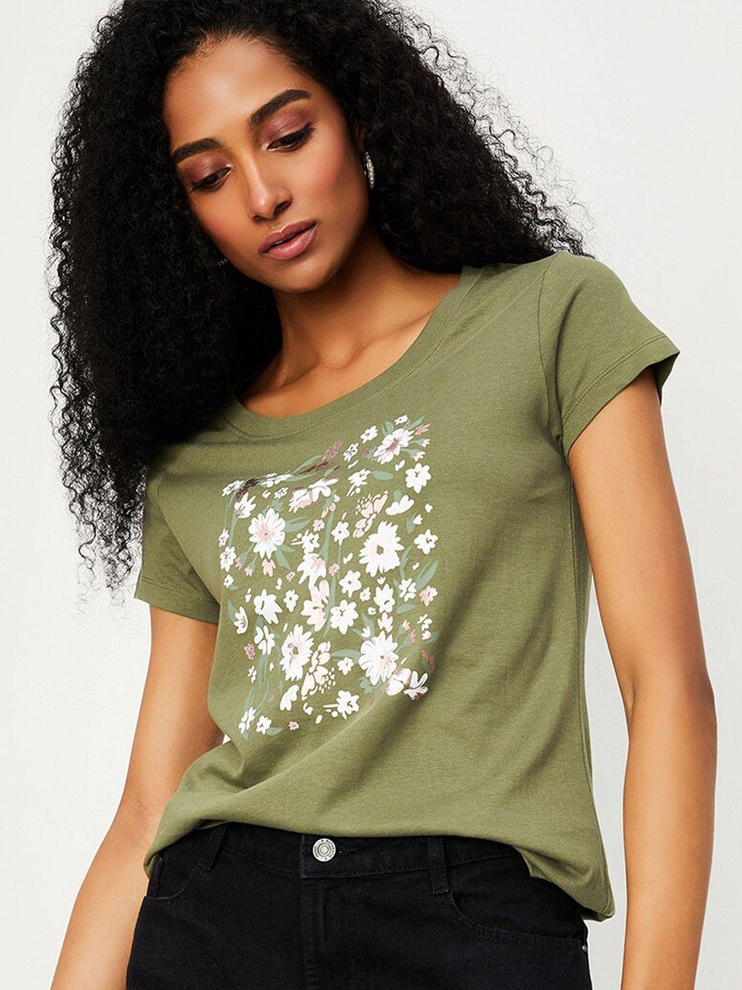 max floral printed cotton casual  t-shirt