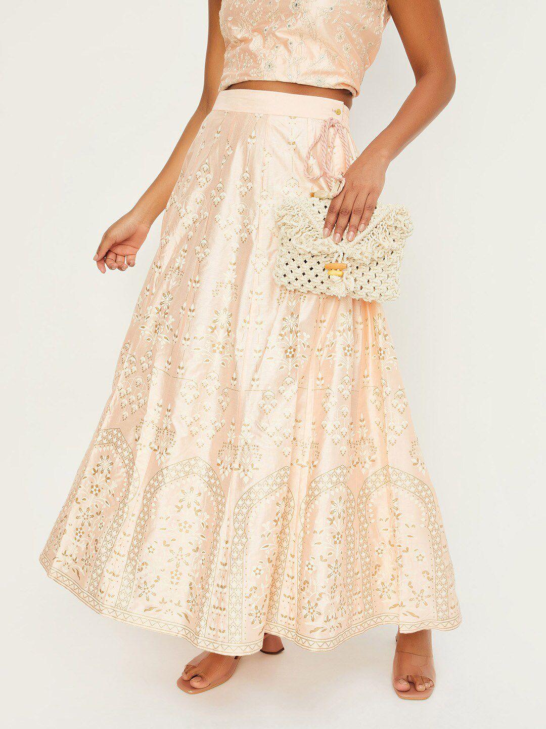 max floral printed flared maxi skirts