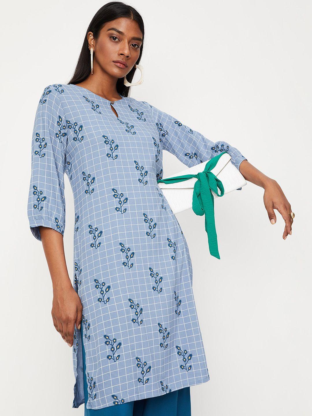 max floral printed keyhole neck kurta