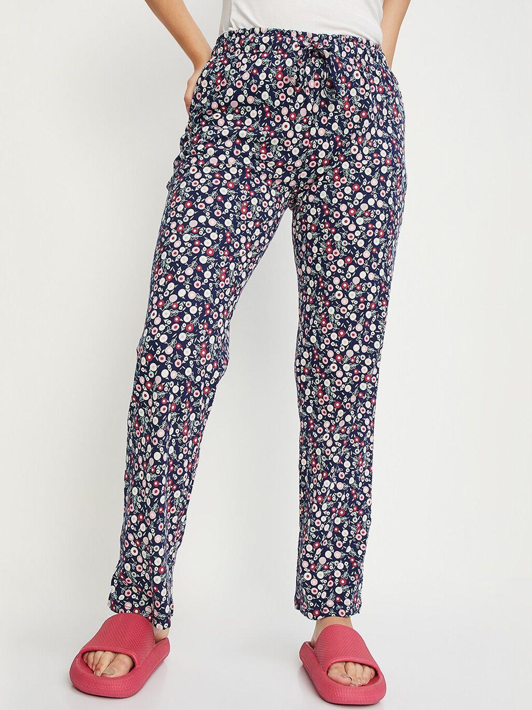 max floral printed knit pure cotton lounge pants