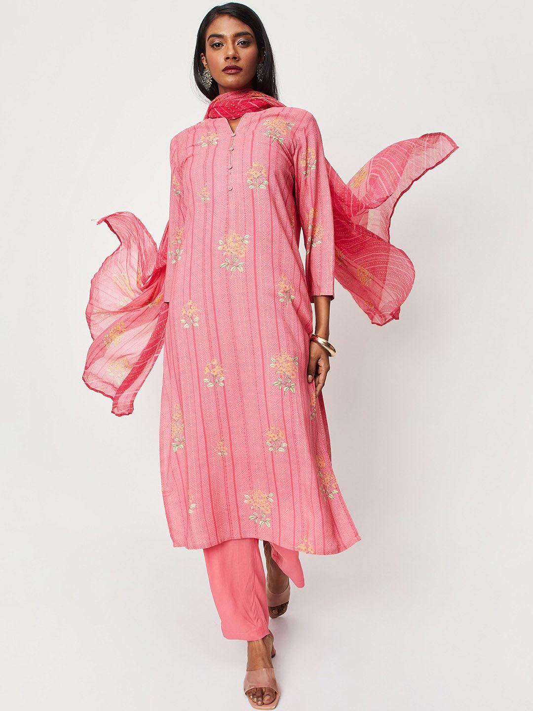 max floral printed kurta with trousers & dupatta