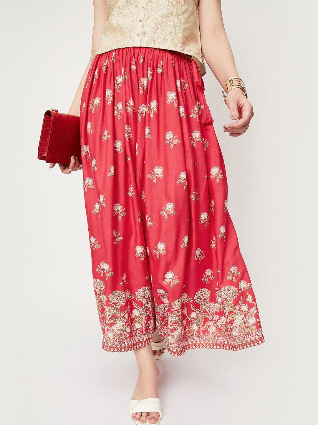 max floral printed maxi flared skirt