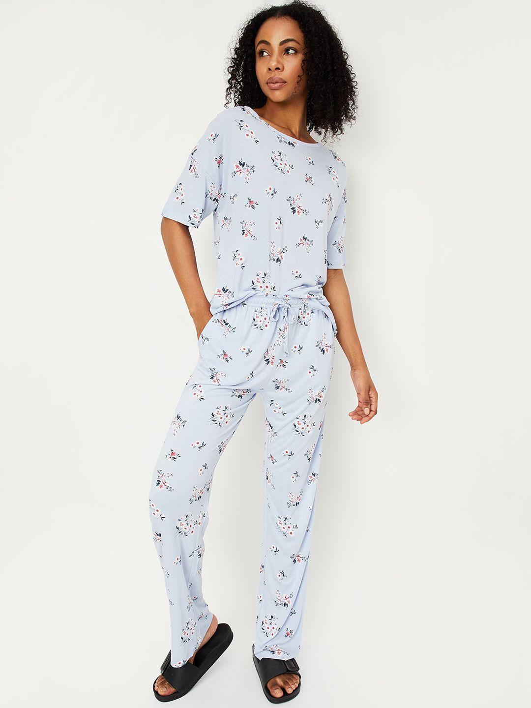 max floral printed night suit