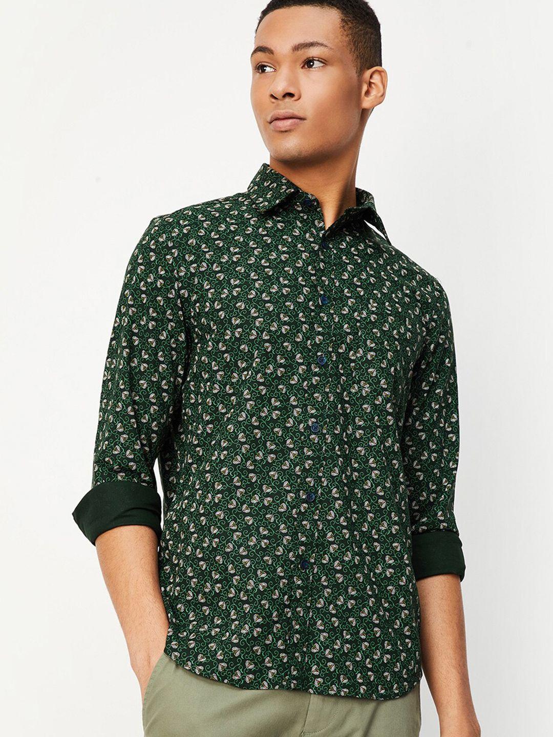 max floral printed opaque cotton casual shirt
